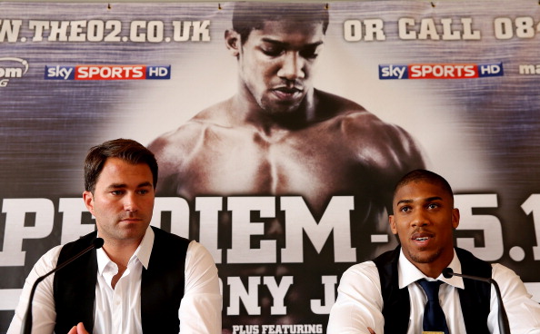 Anthony Joshua, pictured here with promoter Eddie Hearn, will make his pro debut on October 5