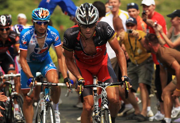 Lance Armstrong, pictured during the 2010 Tour de France, is now as synonymous with doping in sport has Ben Johnson has been for the last quarter of a century