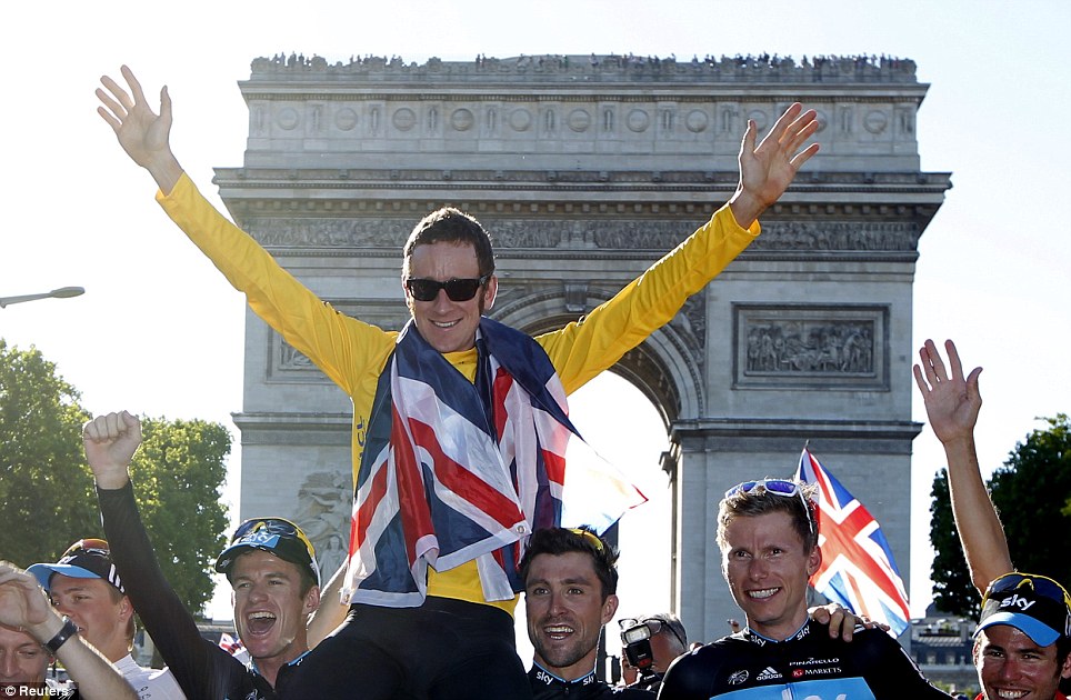 Bradley Wiggins celebrates winning the 2012 Tour de France, one of the performances which has helped Britain become the most powerful cycling country in the world