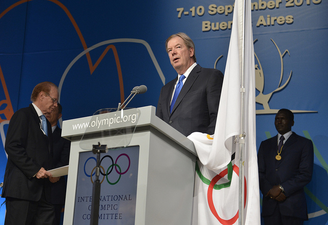 USOC President Larry Probst is sworn in as a member of the International Olympic Committee