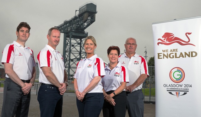 Adam Paker, Graeme Dell, Jan Paterson, Hilda Gibson and Don Parker are all members of the England leadership team for Glasgow 2014 