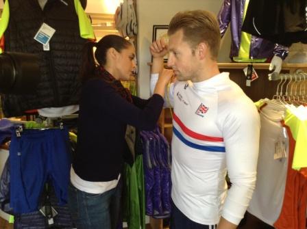 A member of the British canoe squad gets measured up for his new kit at Crewroom