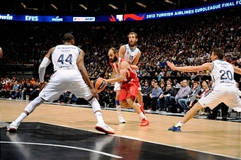 Action from last season's Euroleague final in London between champions Olympiacos and Real Madrid