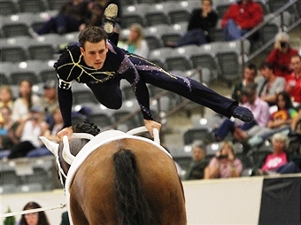 Action from the freestyle vaulting  competition at the 2010 World Equestrian Games in Lexington Kentucky