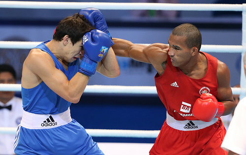 Russia's Artem Chebotarev (blue) and Florentino Falcao Esquiva faced off in one of the best bouts of day eight at the World Boxing Championships in Almaty