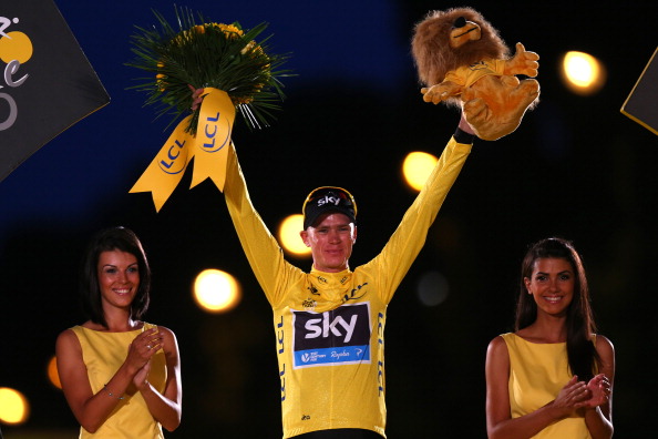 Chris Froome celebrates after his dominant Tour de France victory which no doubt helped him win the Velo dOr award