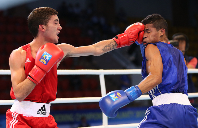 Confident Welshman Andrew Selby danced his way to the Quarter Finals with a victory over Cuban boxer Gerardo Tejeria