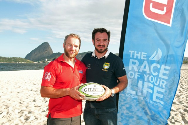 Former England sevens captain Ollie Phillips (left) and current Brazil captain Fernando Portugal will be hoping to lock horns again at the Rio 2016 Olympic Games