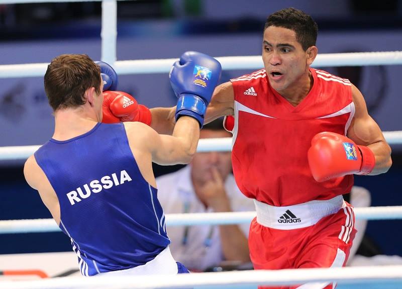 Gabriel Maestre of Venezuela enjoys a surprise victory to guarentee a medal at the World Boxing Championships