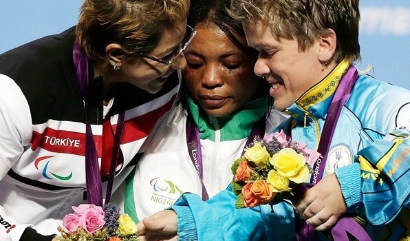 Ivory Nwokorie celebrates winning her gold medal at London 2012 before she was one of several Paralympic powerlifter exposed as a drugs cheat