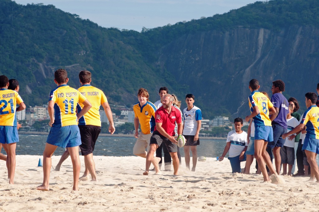 Ollie Phillips shows off his skills on Flamengo beach in Rio