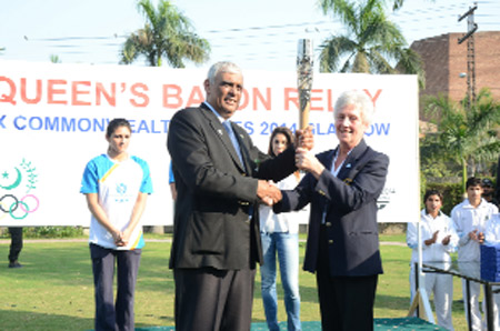 The Queen's Baton Relay event in Lahore was hosted by Arif Hasan, President of the Pakistan Olympic Association, and attended by Louise Martin, secretary of the Commonwealth Games Federation and a Board member of Glasgow 2014