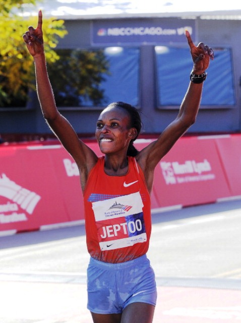Rita Jeptoo claimed her second marathon win of the year in Chicago following her earlier victory in Boston