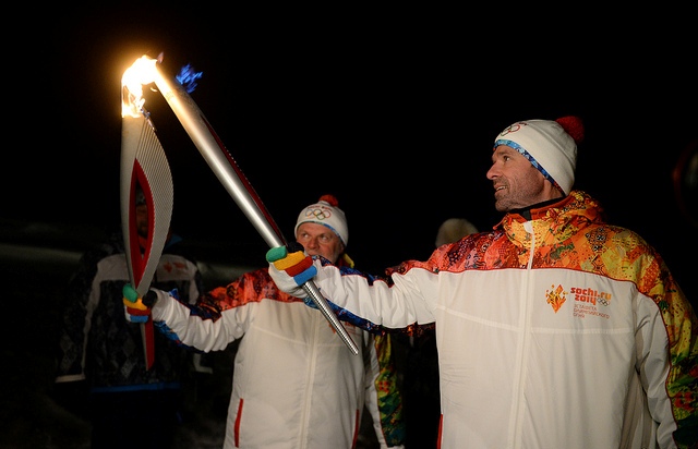 The Sochi 2014 Flame is lit at the North Pole