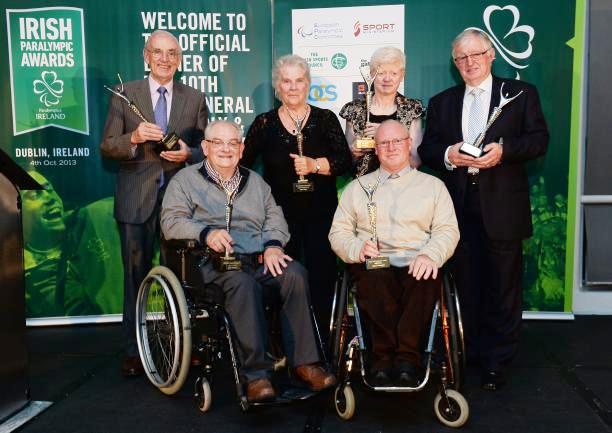 Award winners on the night: Back row left to right: Jimmy Byrne, Brenda Green, Bridie Lynch, Tony Guest and front row Oliver Murphy and Michael Cunningham