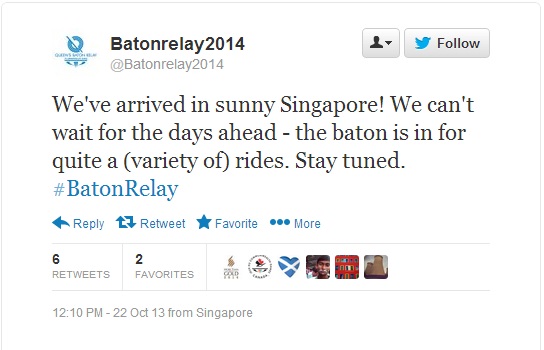 The Baton's arrival in Singapore is announced 
