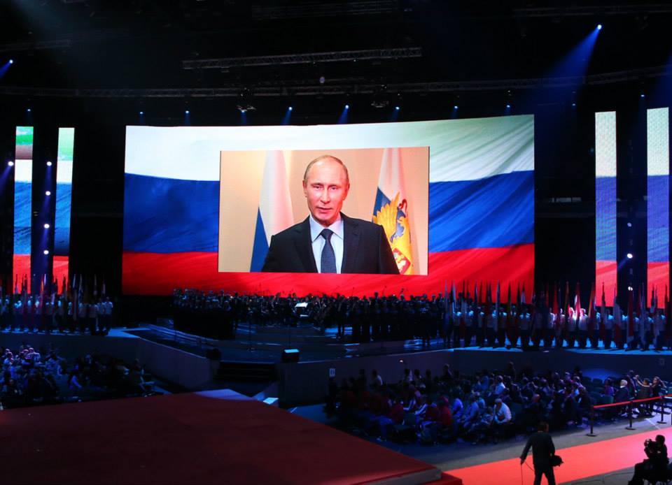 A message from Russian President Vladimr Putin was relayed on giant screens at the Opening Ceremony of the SportAccord World Combat Games