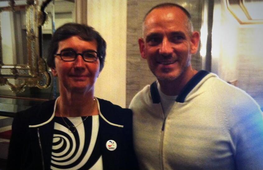French Sports Minister Valérie Fourneyron with designer Jean Paul Gaultier at the Federation of Gay Games General Assembly in Cleveland