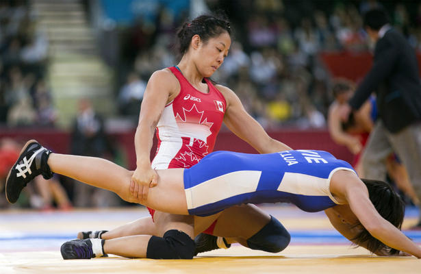 Carol Huynh on her way to the Olympic gold medal in the 48kg freestyle competition at Beijing 2008