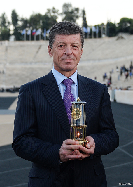 Russia's Deputy Prime Minister Dmitry Kozak was entrusted with the Olympic Flame after it was handed over to Sochi 2014 in Athens before its journey to Moscow
