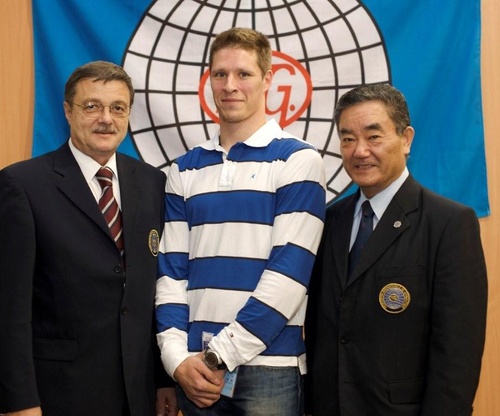 Finland's Jani Tanskanen (centre), who had been serving as President of the FIG Athletes' Commission, has been re-elected as the male representative for artistic gymnastics