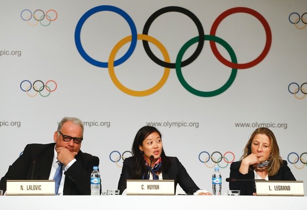 FILA President Nenad Lalovic and Carol Huynh during the sport's presentation to the IOC Session in Buenos Aires, where it managed to save itself from exclusion after Rio 2016