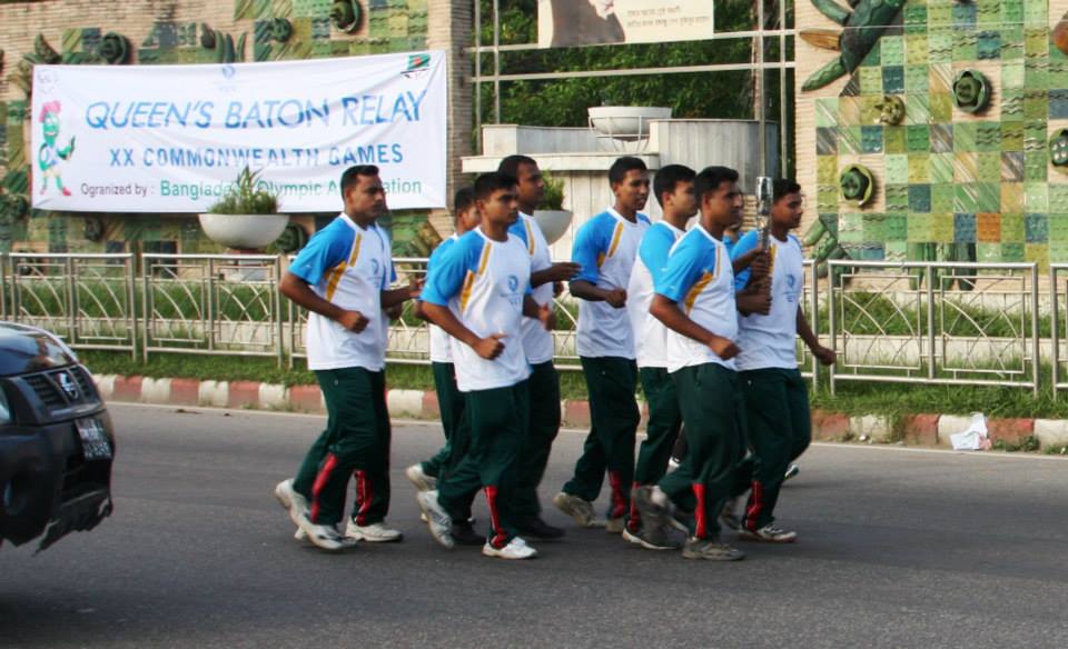 Bangladesh runners took part in the Queen's Baton Relay when it arrived in Dhaka