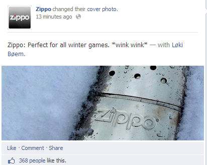 Zippo replaced the original image on their Facebook page with this new picture and tagline