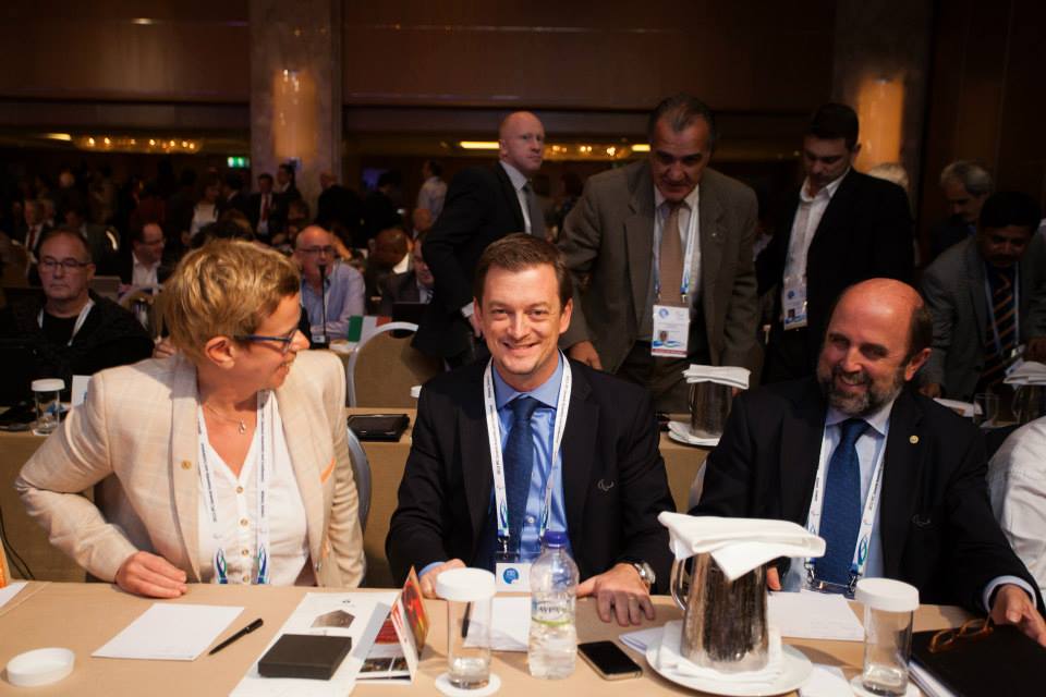 Andrew Parsons appeared delighted after his successful bid for the IPC vice presidency ©George Santamouris