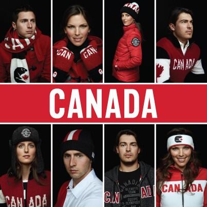 Canadian athletes pose in their new kit for the Winter Olympic and Paralympic Games unveiled by Hudson's Bay