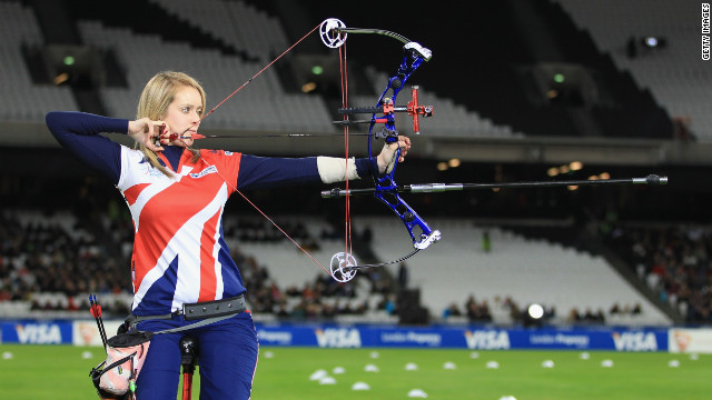 Danielle Brown competes while sitting on a stool but her disability is not severe enough to allow her to compete in the Paralympics, World Archery has ruled