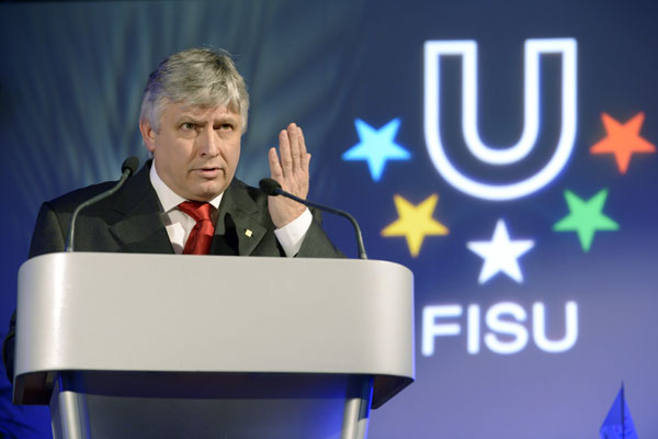 FISU secretary general Eric Saintrond at the Attribution Ceremony of the 2019 Summer and Winter Universiades