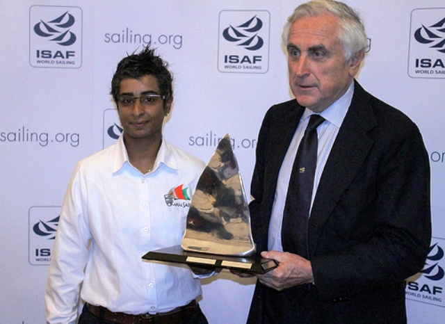 ISAF President Carlo Croce praised the passion and dedication of Al Kindi to female sailing in Oman upon presenting her with the special award