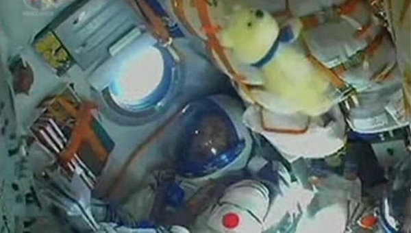 Japanese cosmonaut Koichi Wakata was one of three figures inside the rocket as it departed for the International Space Station