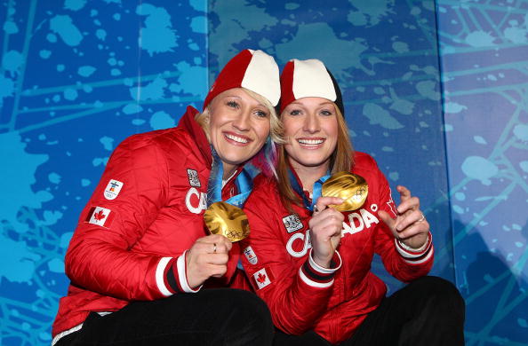 Kaillie Humphries poses alongside former partner Heather Moyse after winning two-man bobsleigh gold in Vancouver © Getty Images