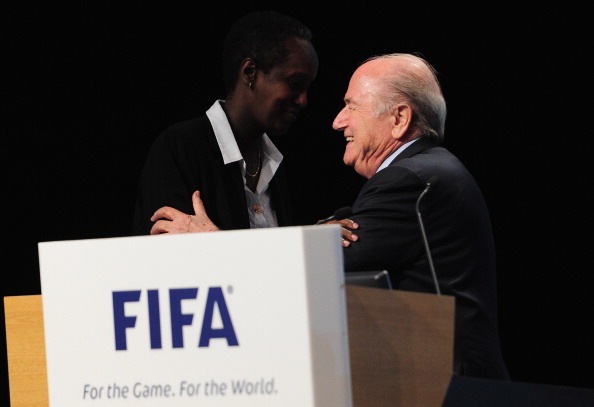 The position of Lydia Nsekera, seen here with Sepp Blatter, on the FIFA Executive Committee will not be affected by her election defeat @FIFA via Getty Images