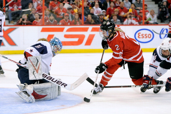 Meghan Agosta-Marciano competing at the 2013 World Championships ahead of her third Olympic Games © Getty Images