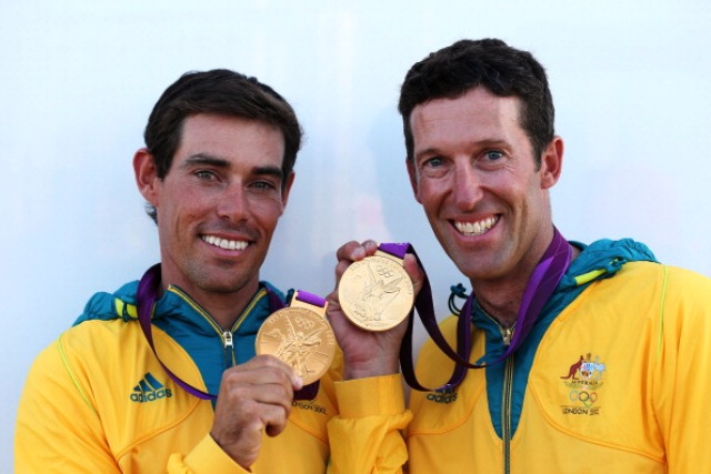 Page (right) won 470 class gold with partner and ISAF Sailor of the Year Matt Belcher at Beijing 2008 and London 2012 © Getty Images 