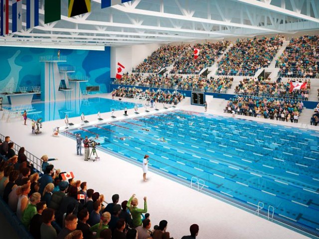 The CIBC Aquatics Centre and Field House is the largest of the new Toronto 2015 Games venues to be built from scratch