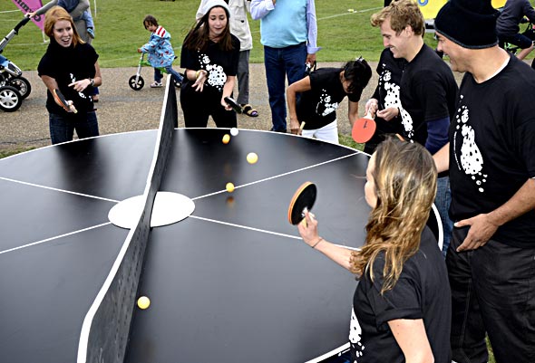 The T3 ping pong table can be used for the traditional triples format of the game or the new Chaos Theory which sees two teams of six competing of either side of the table ©T3 PingPong