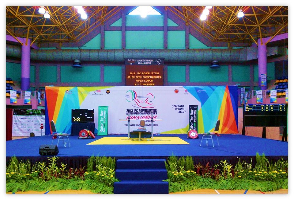 The stage at the 2013 IPC Powerlifting Asian Open Championships in the Titiwangsa Stadium has witnessed 10 world records