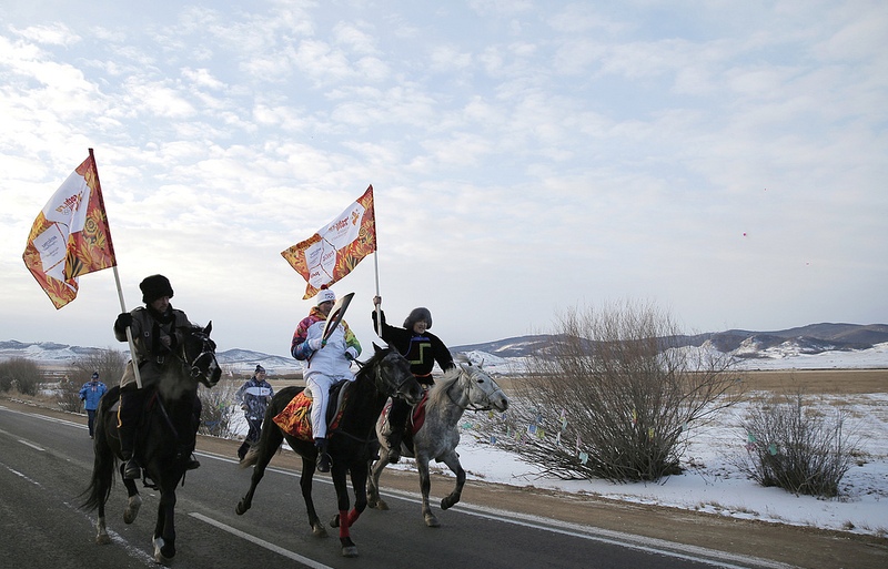 Yet another mode of transport has been incorporated into the Torch Relay as it continues its four month journey ©Sochi 2014