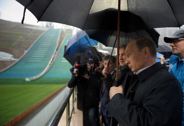 Russian President Vladimir Putin visited the RusSki Gorki Jumping Center in the Krasnaya Polyana as final preparations for Sochi 2014 begin ©AFP/Getty Images