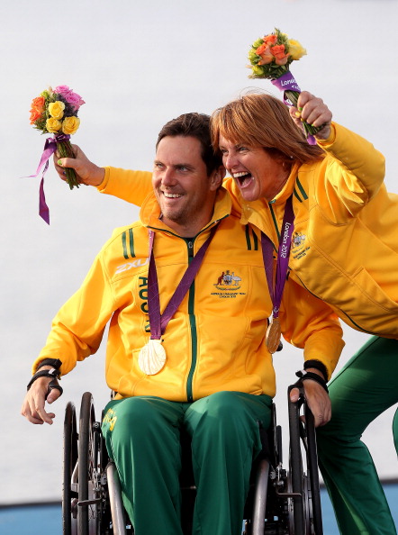 Liesl Tesch took gold with partner Dan Fitzgibbon in the SKUD 18 class at the London 2012 Paralympic Games ©Getty Images