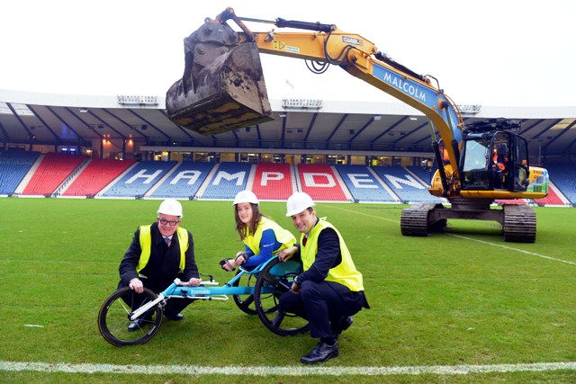 Glasgow 2014 organisers have begun the transformation of Hampden Park for next year ©Glasgow2014