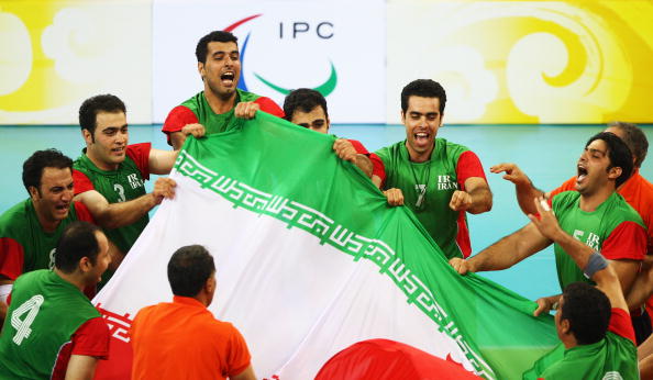 Iran celebrate a sitting volleyball gold medal at Beijing 2008...their Paralympic programme has since enjoyed vast improvements ©Getty Images