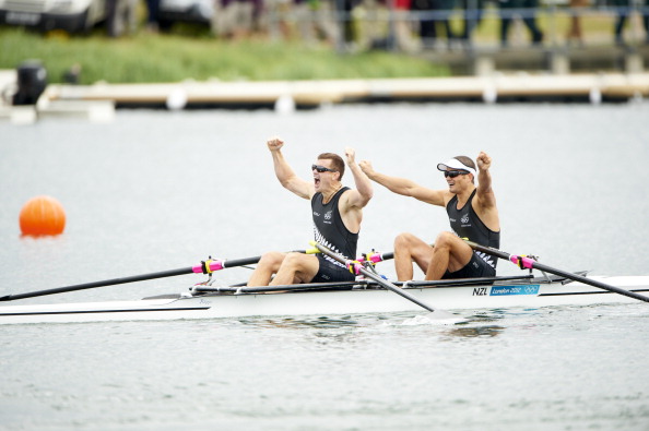 Nathan Cohen and partner Joseph Sullivan celebrate after winning the double sculls gold medal at London 2012 ©Sports Illustrated/Getty Images