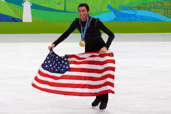 Lysacek celebrates becoming the first US men's singles champion for 24 years in 2010 ©Getty Images
