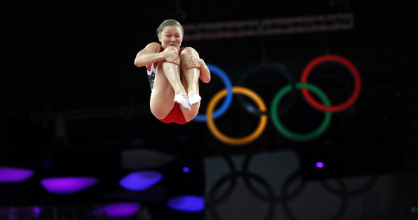 MacLennan tucks and somersaults her way to Canada's only gold medal at London 2012 ©AFP/Getty Images