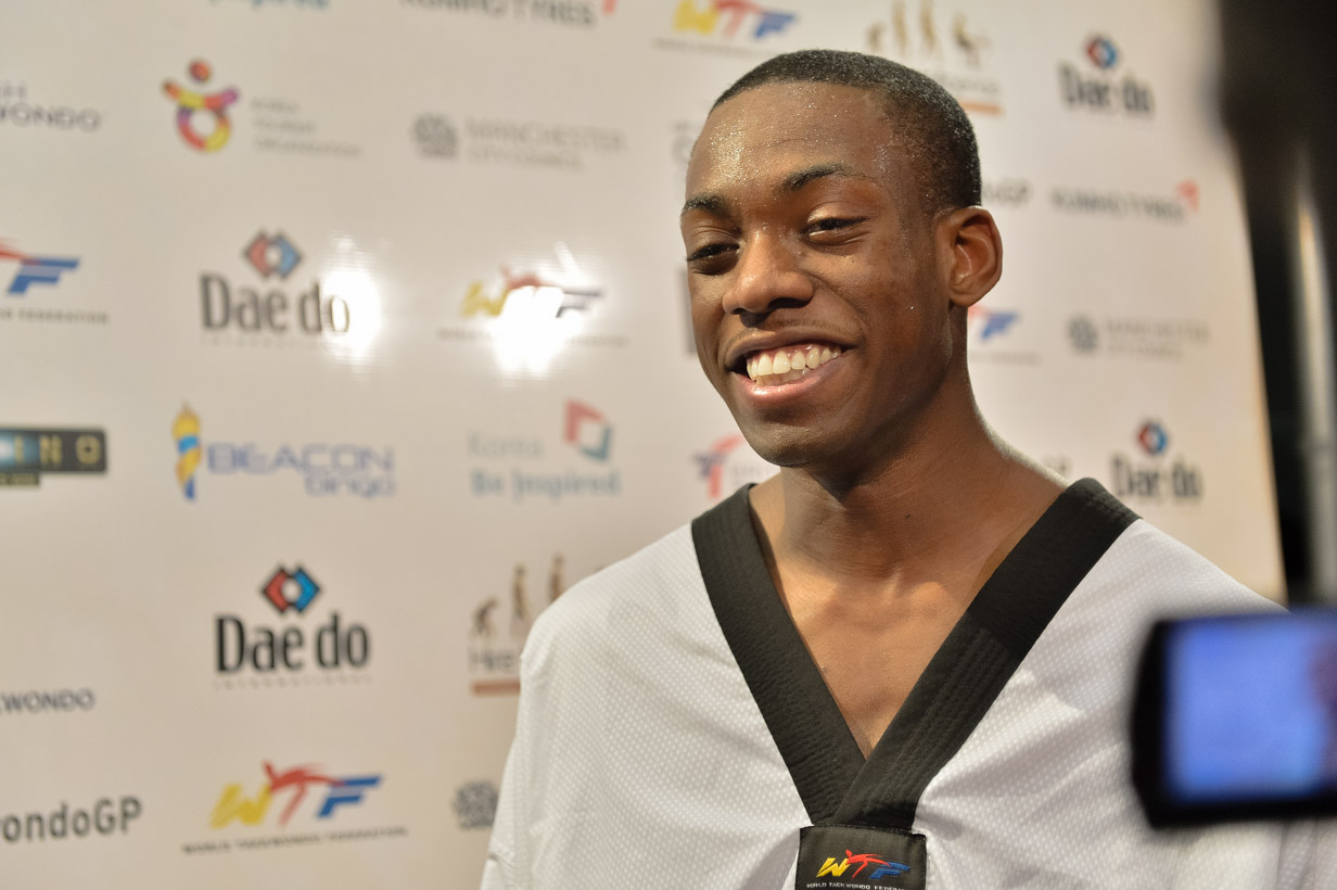 Great Britain's Lutalo Muhammad takes gold on day two of the World Taekwondo Grand Prix ©FTP